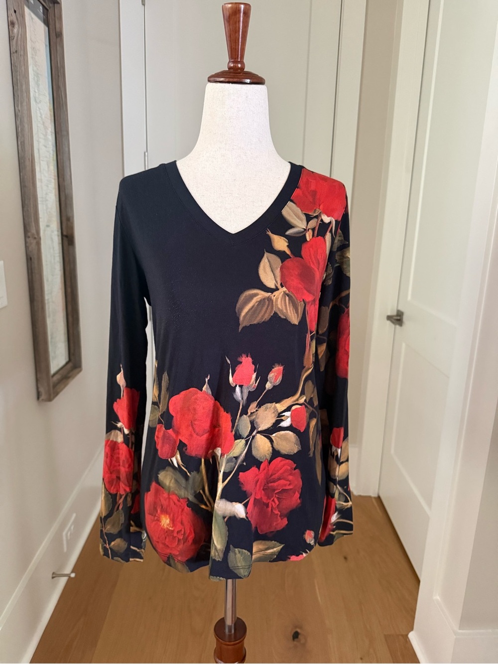 Johnny Was Janie Favorite Long-sleeve Tee In Rosana Sz. XS
